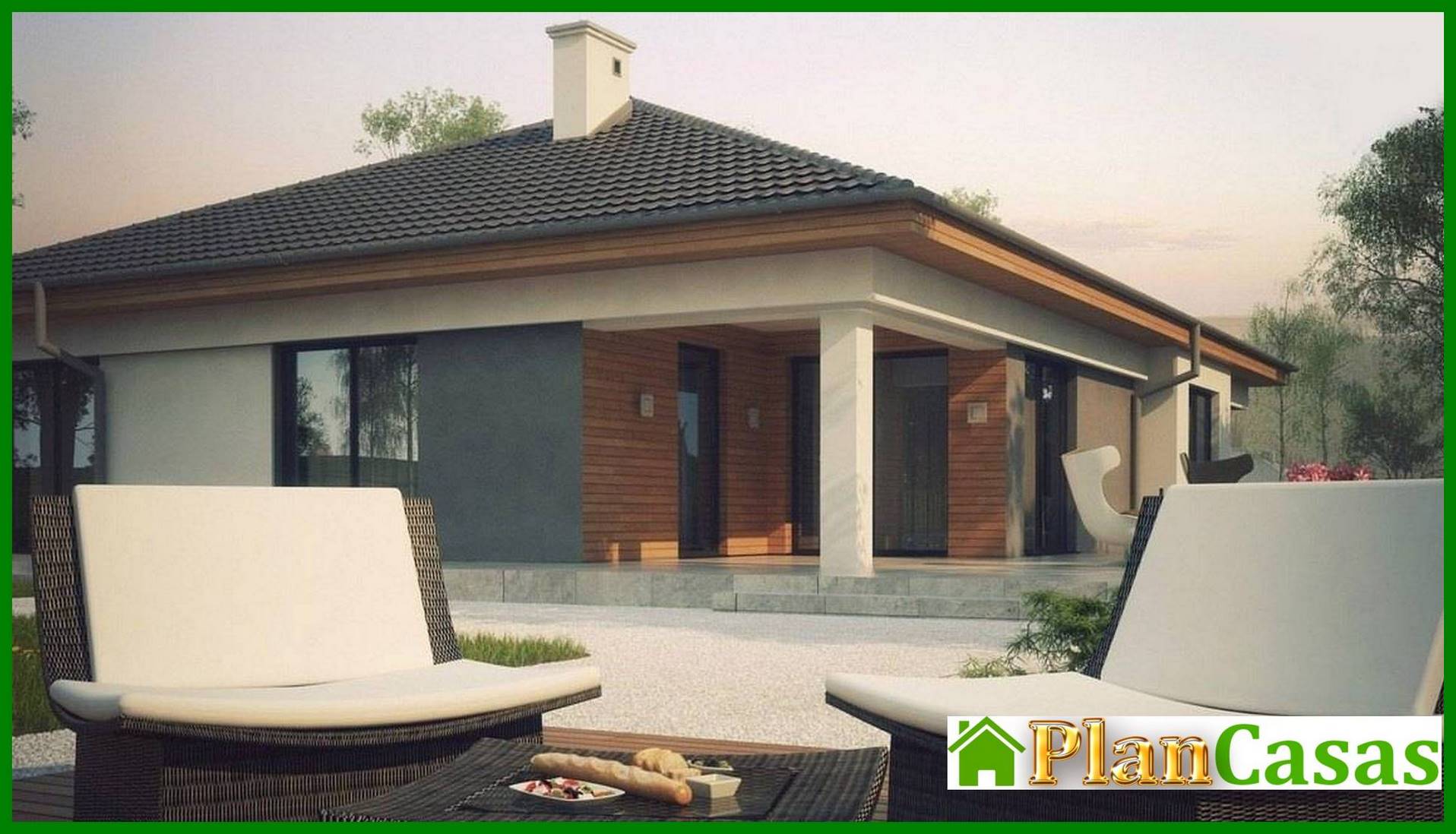 Visualization gallery - One-storey house project with bay window and terrace