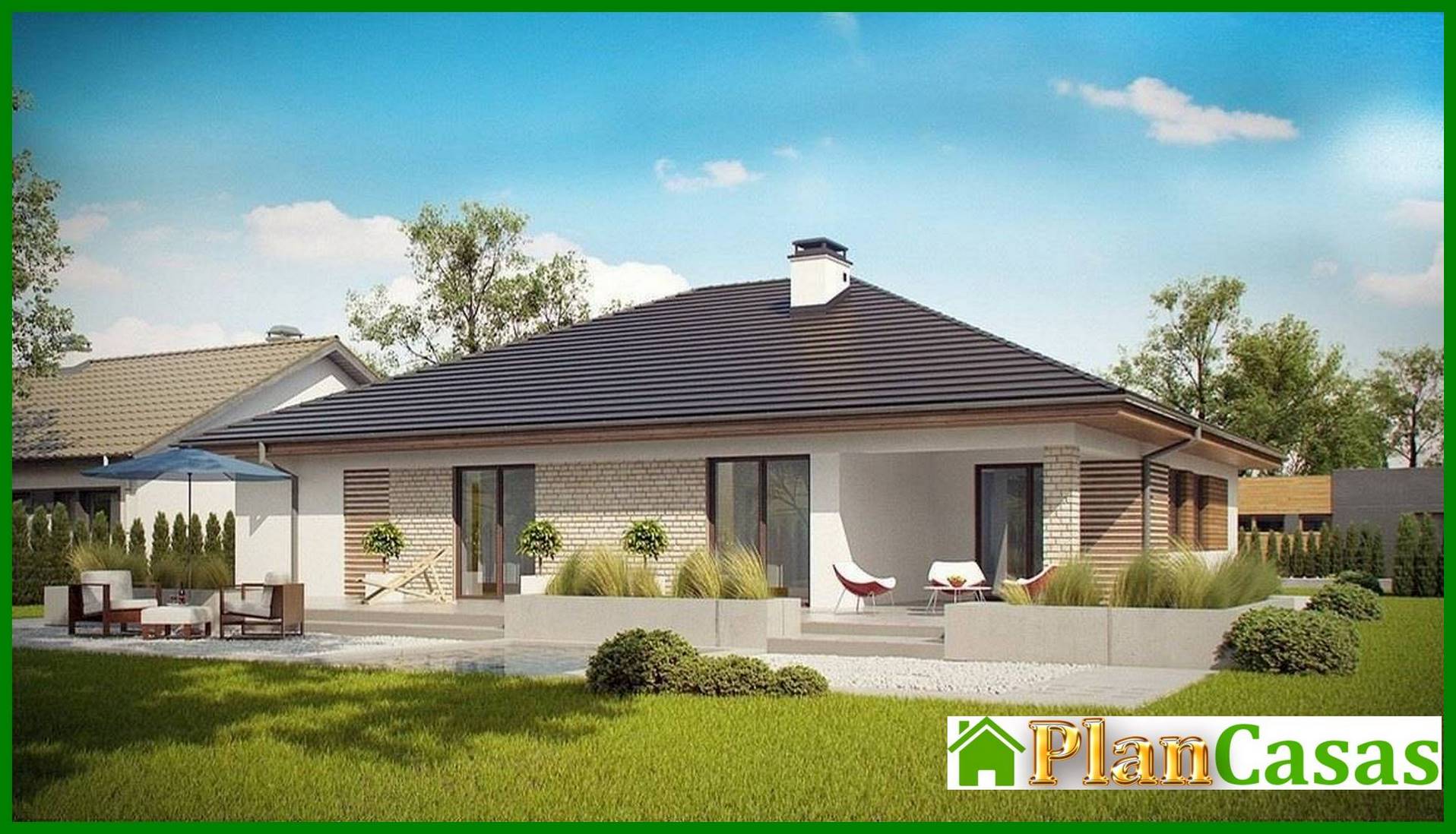 Galería de visualizaciones - Proyecto de casa de una planta con terraza