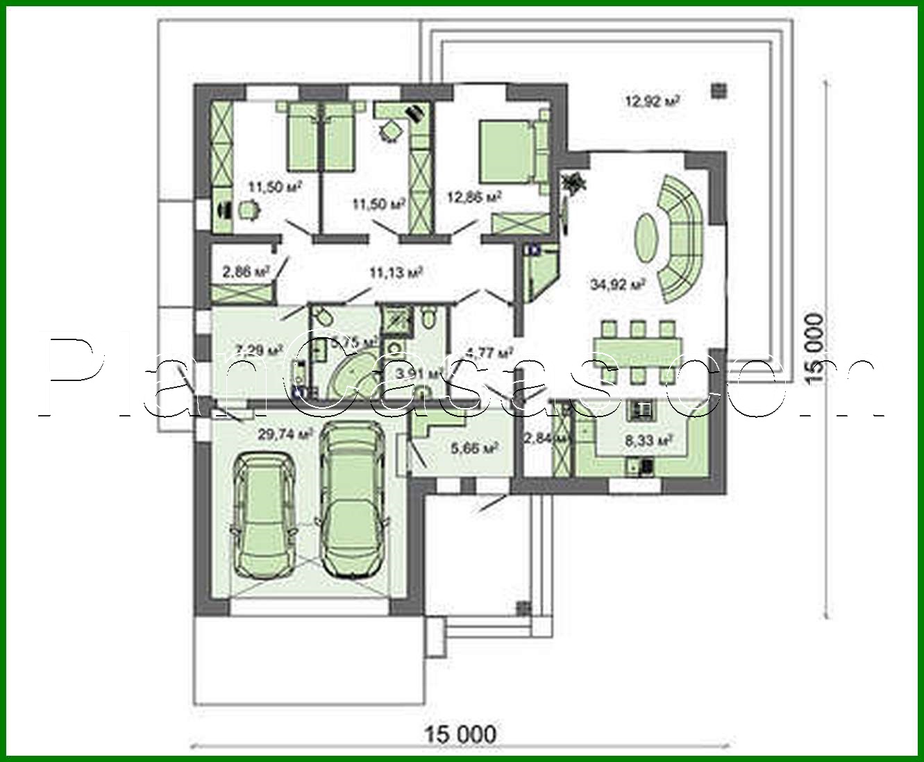 Galería de visualizaciones - Proyecto de una casa de una planta de 166 m² con garaje integrado para 2 coches