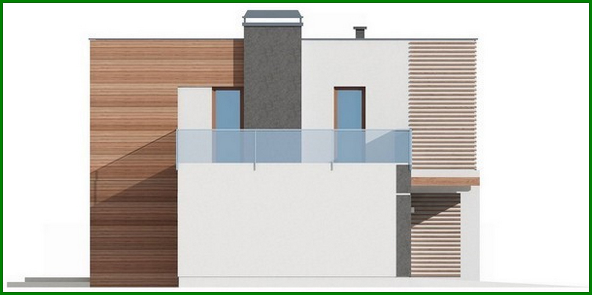 Galería de visualizaciones - Proyecto moderno de una casa de campo de dos plantas con garaje