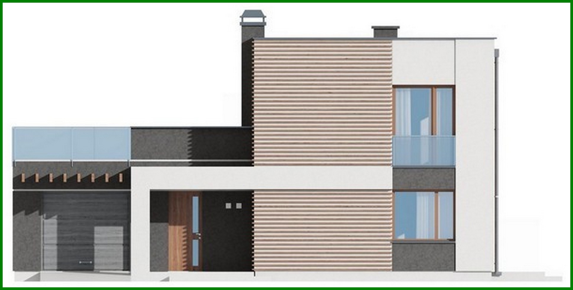 Galería de visualizaciones - Proyecto moderno de una casa de campo de dos plantas con garaje