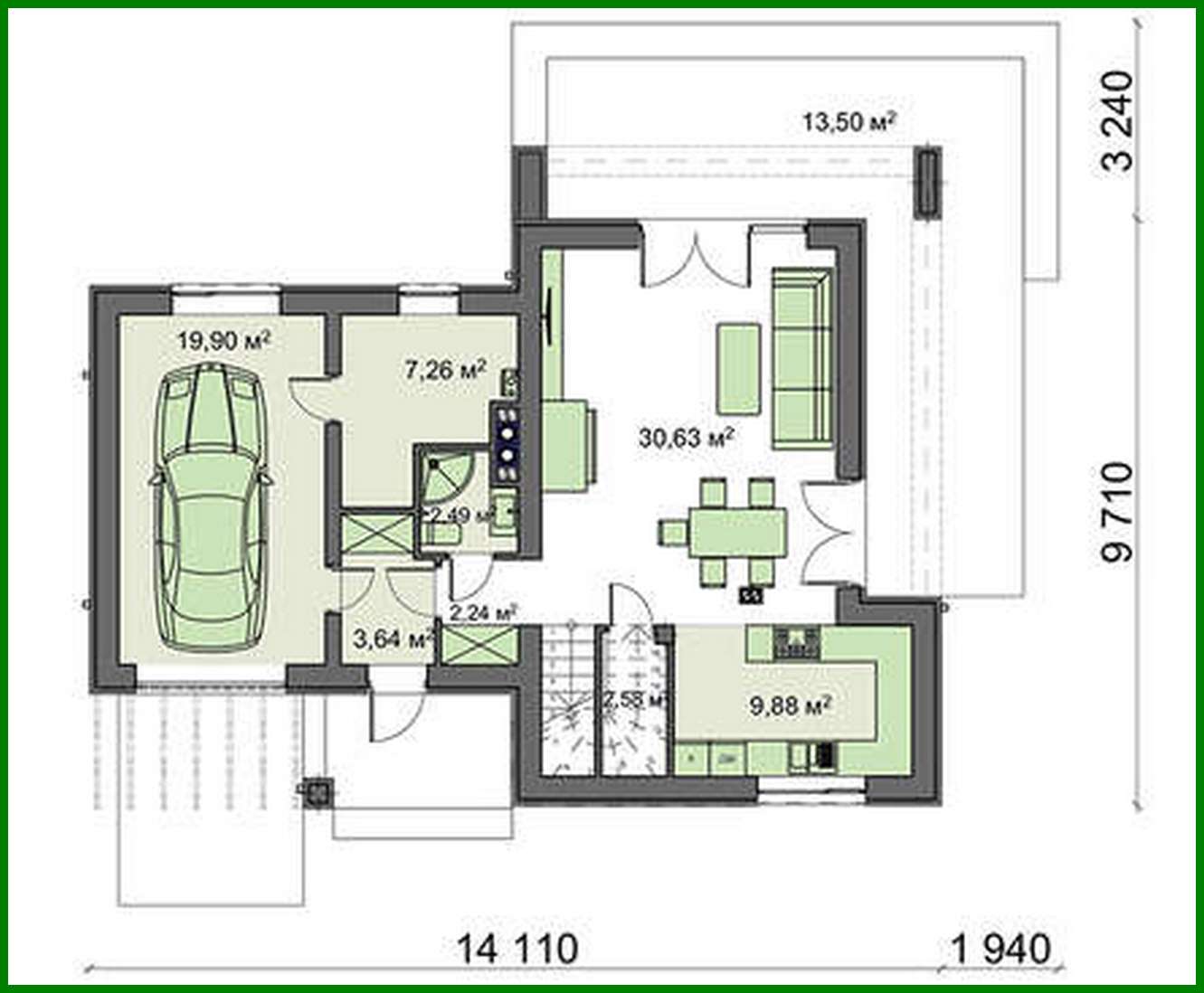 Galería de visualizaciones - Proyecto moderno de una casa de campo de dos plantas con garaje