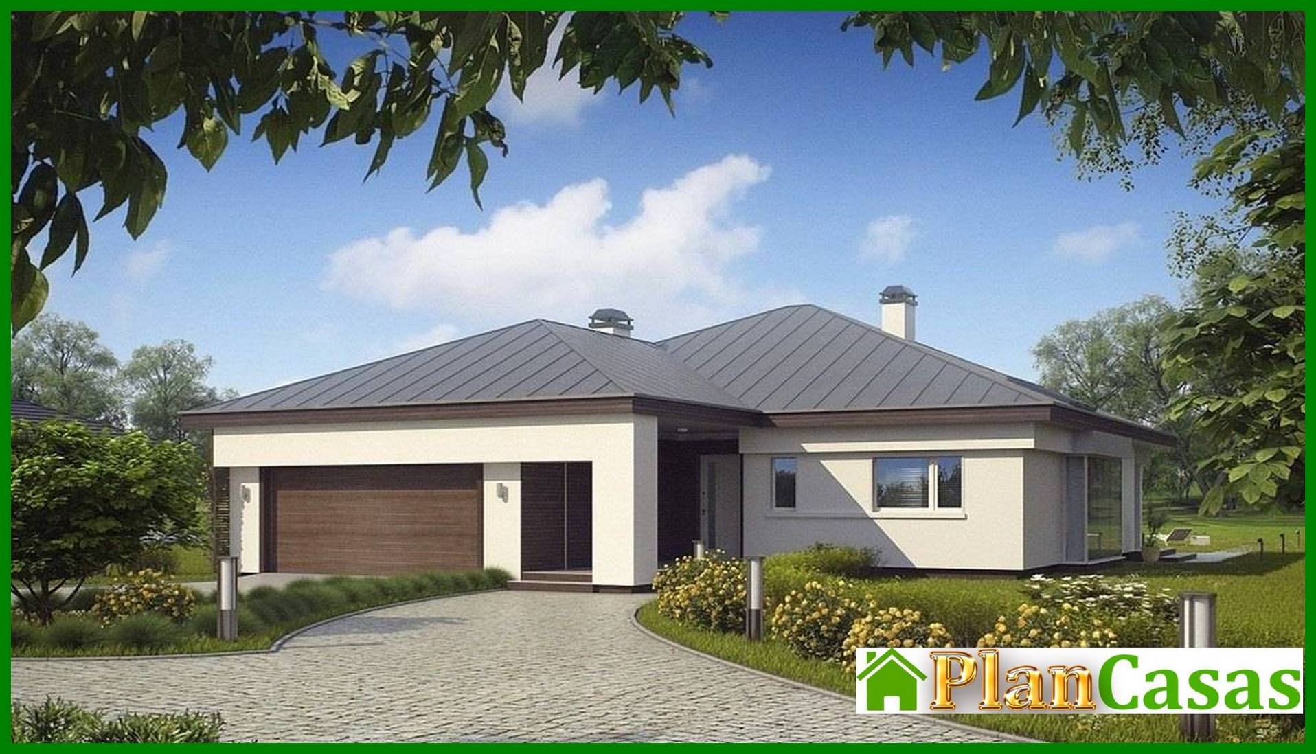 Galería de visualizaciones - Proyecto de una casa de campo de una planta con garaje para dos coches