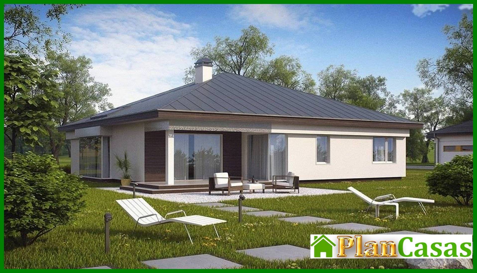 Galería de visualizaciones - Proyecto de una casa de campo de una planta con garaje para dos coches