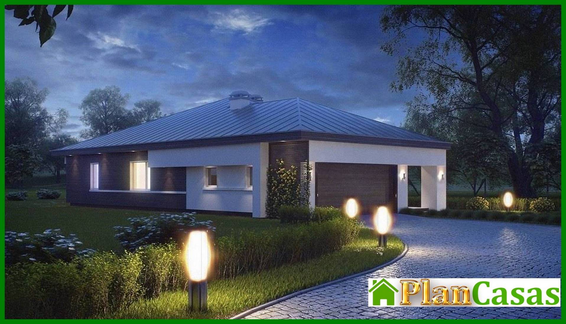 Galería de visualizaciones - Proyecto de una casa de campo de una planta con garaje para dos coches