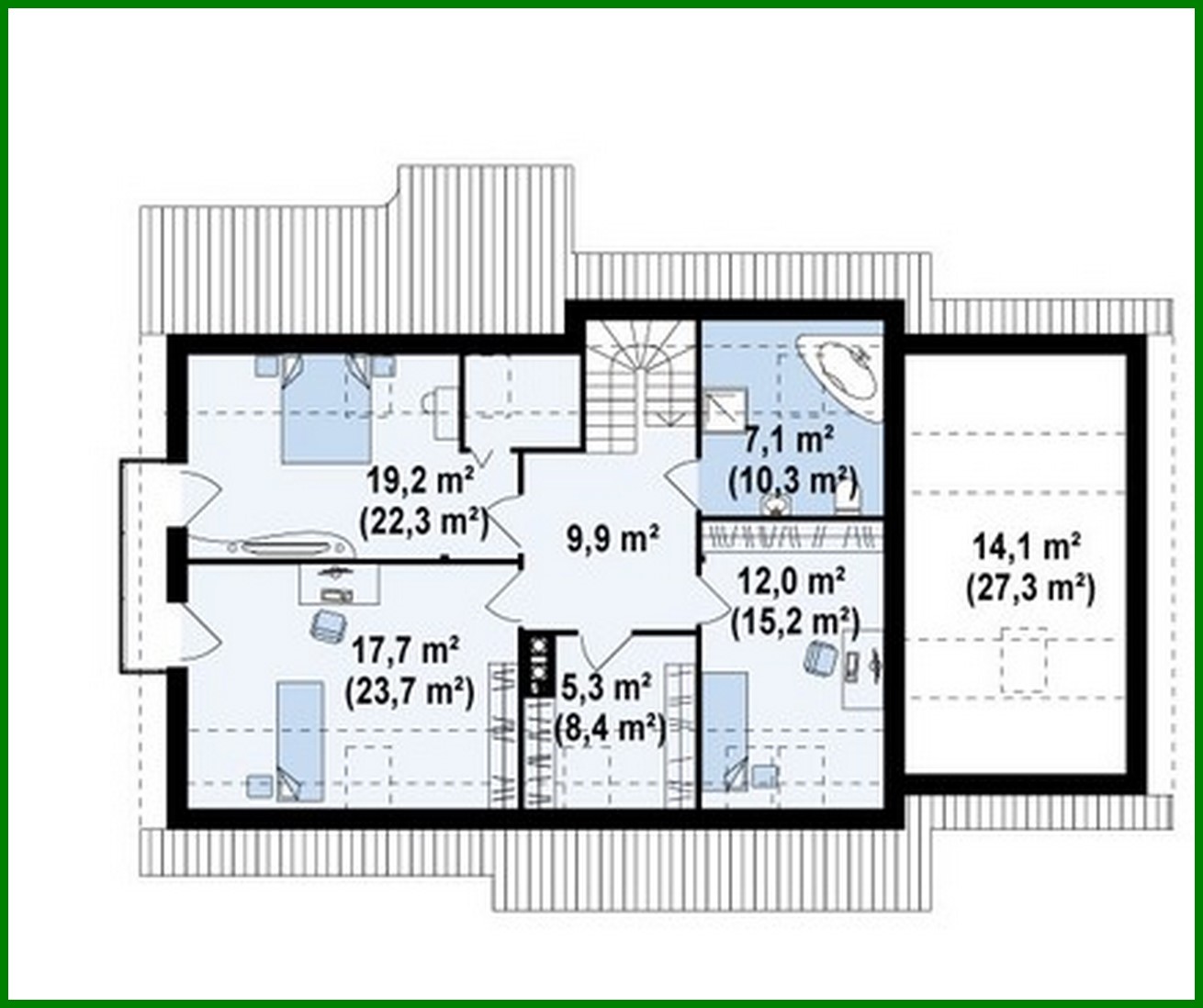 Galería de visualizaciones - Proyecto de una casa grande con ático y garaje