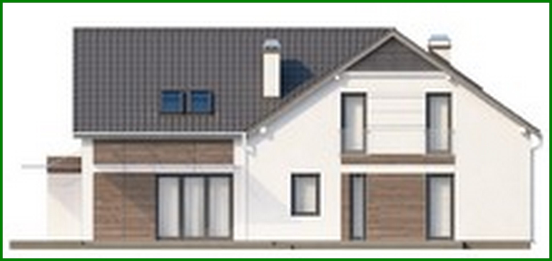 Visualization gallery - Cottage project with a garage for two cars and a corner bay window