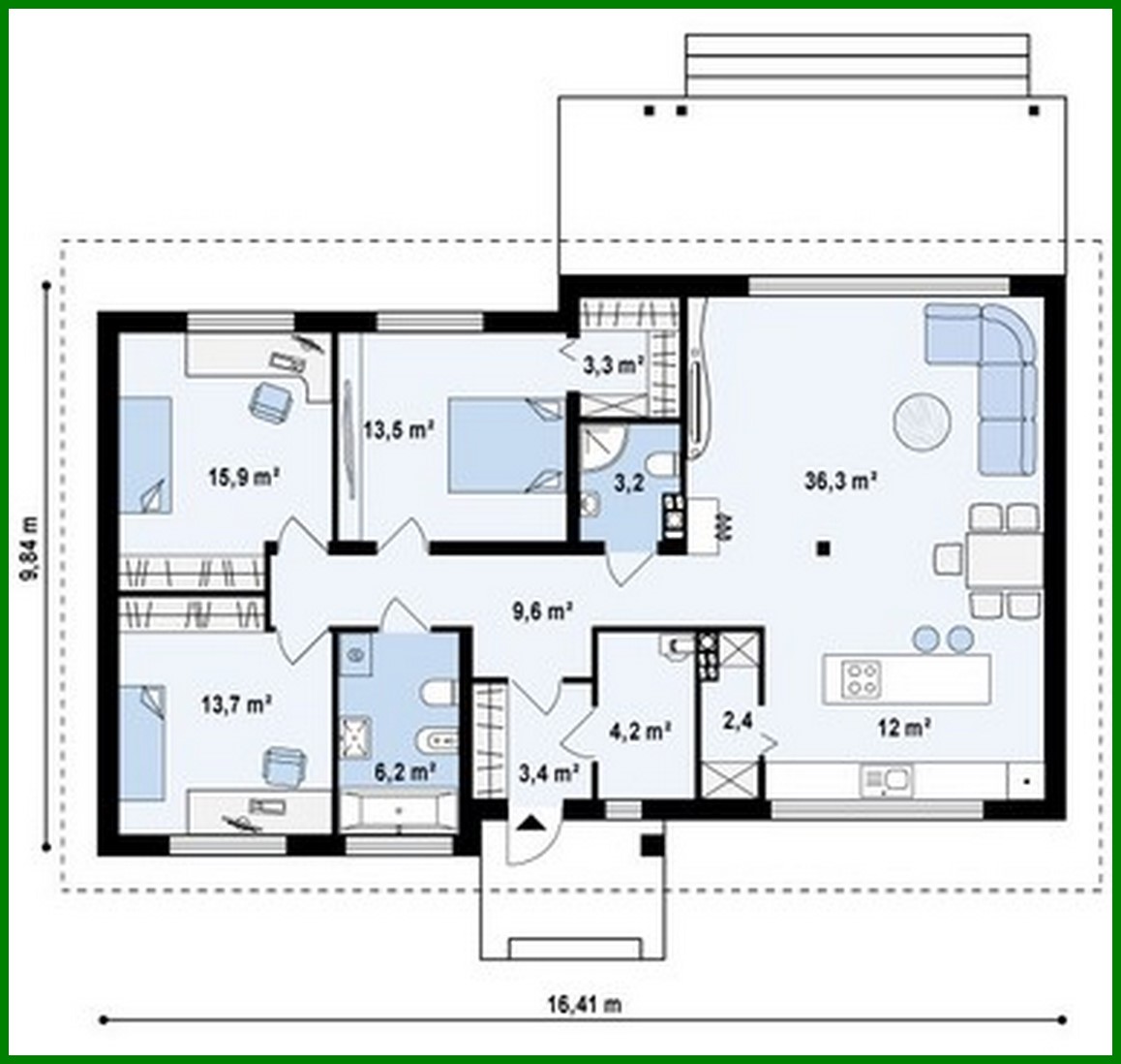 Galería de visualizaciones - Proyecto de una casa de campo clásica de una planta