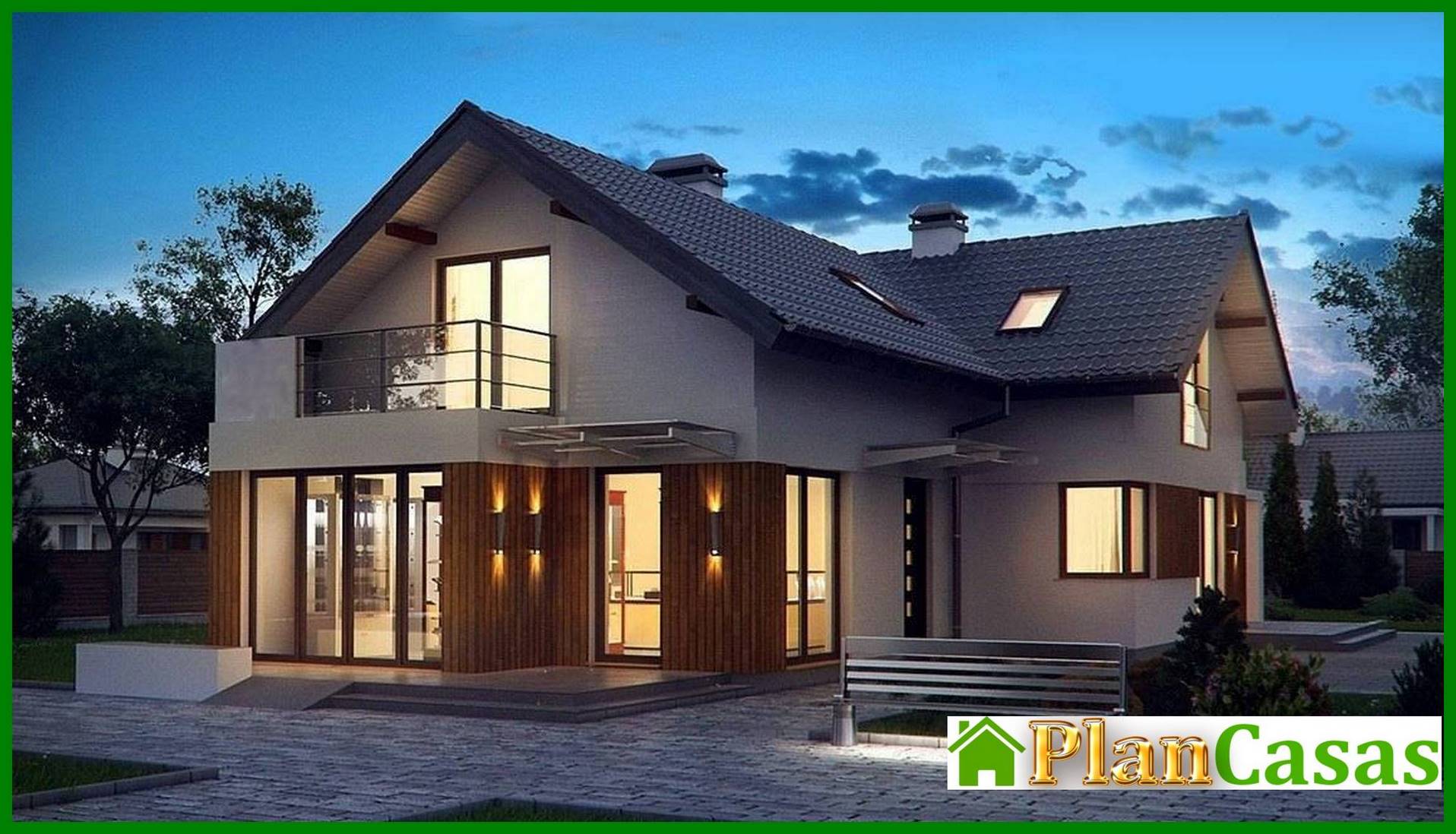 Proyecto de una casa con ático y una habitación adicional en la planta baja