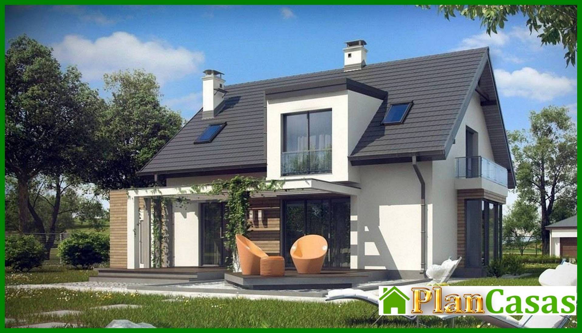 Visualization gallery - Cottage project with an original attic and garage