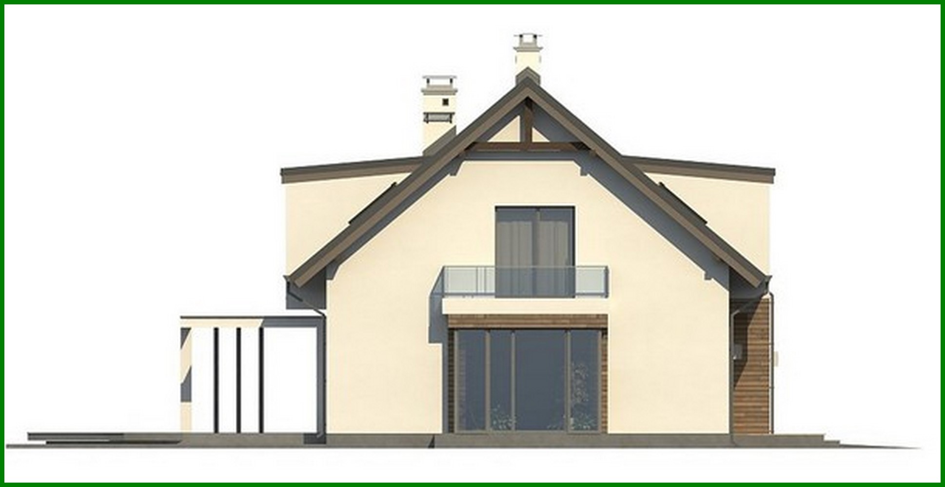 Visualization gallery - Cottage project with an original attic and garage