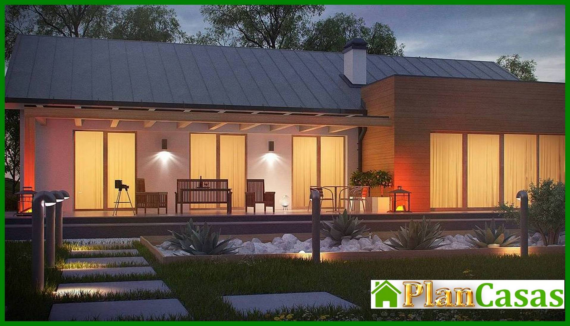 Galería de visualizaciones - Proyecto de una casa de una planta de forma sencilla con garaje para dos coches