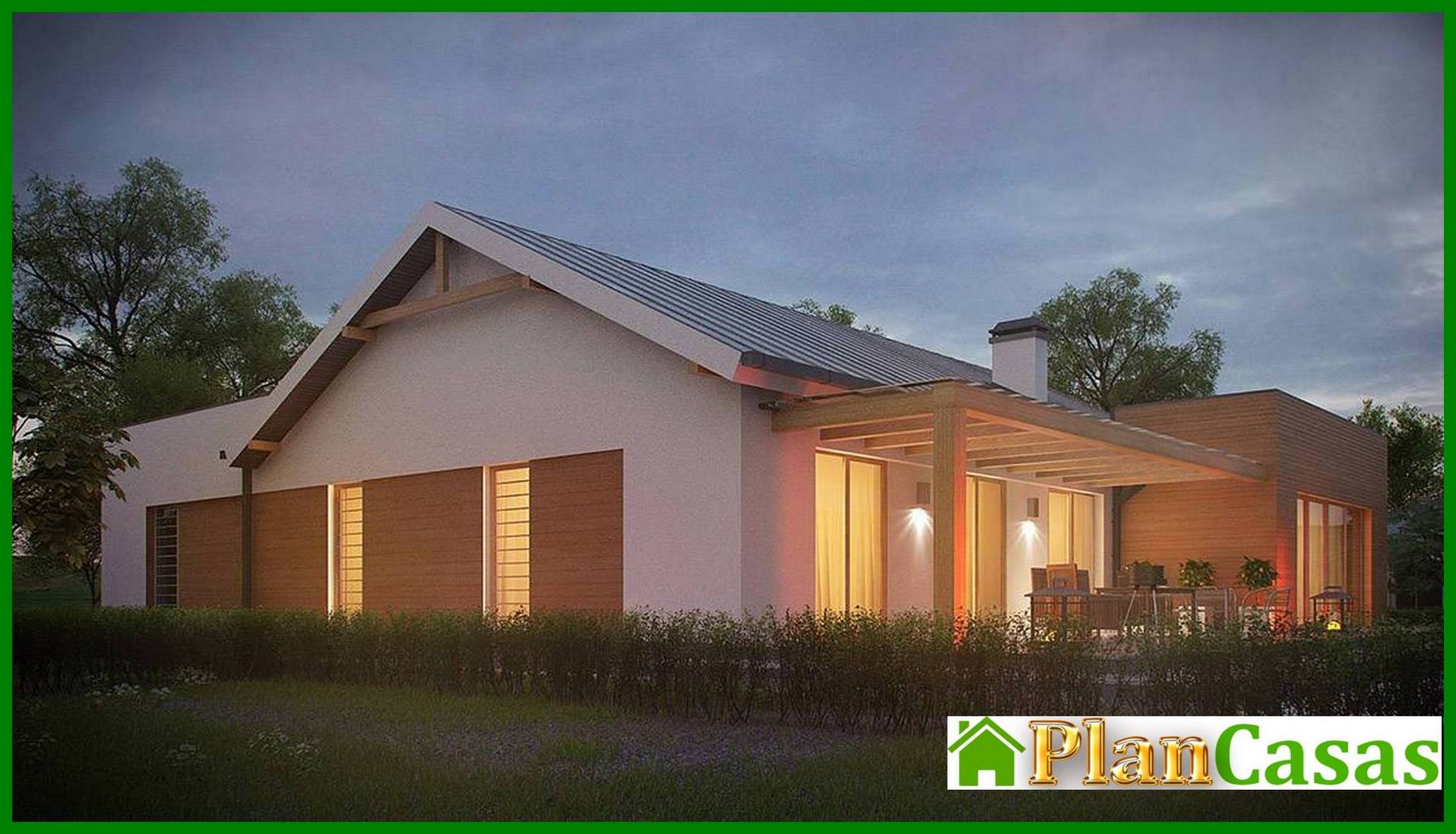 Galería de visualizaciones - Proyecto de una casa de una planta de forma sencilla con garaje para dos coches