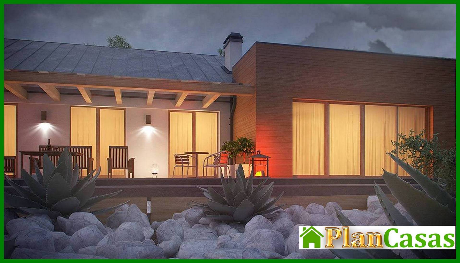 Galería de visualizaciones - Proyecto de una casa de una planta de forma sencilla con garaje para dos coches