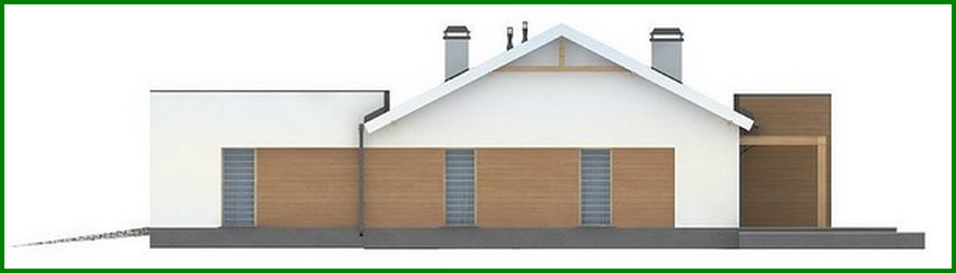 Galería de visualizaciones - Proyecto de una casa de una planta de forma sencilla con garaje para dos coches