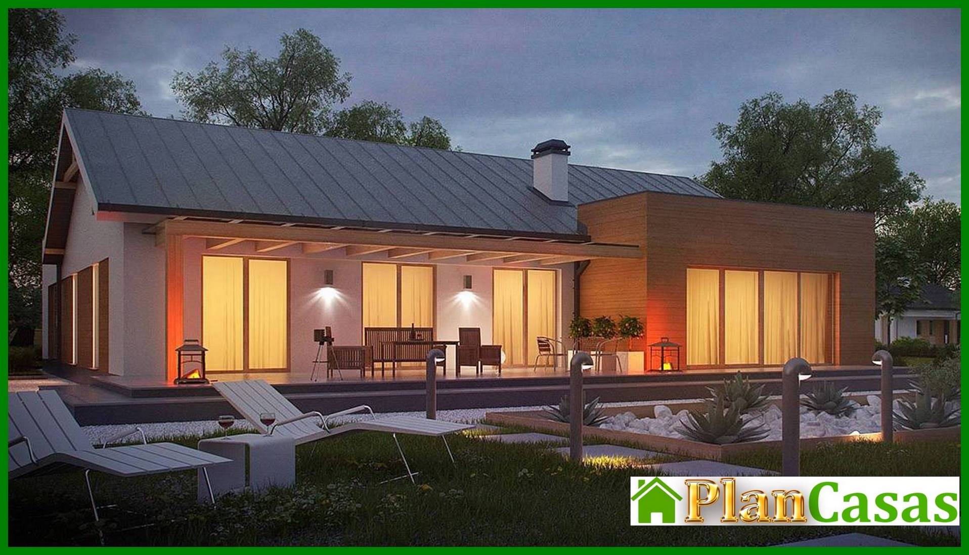 Galería de visualizaciones - Proyecto de una casa de una planta de forma sencilla con garaje para dos coches