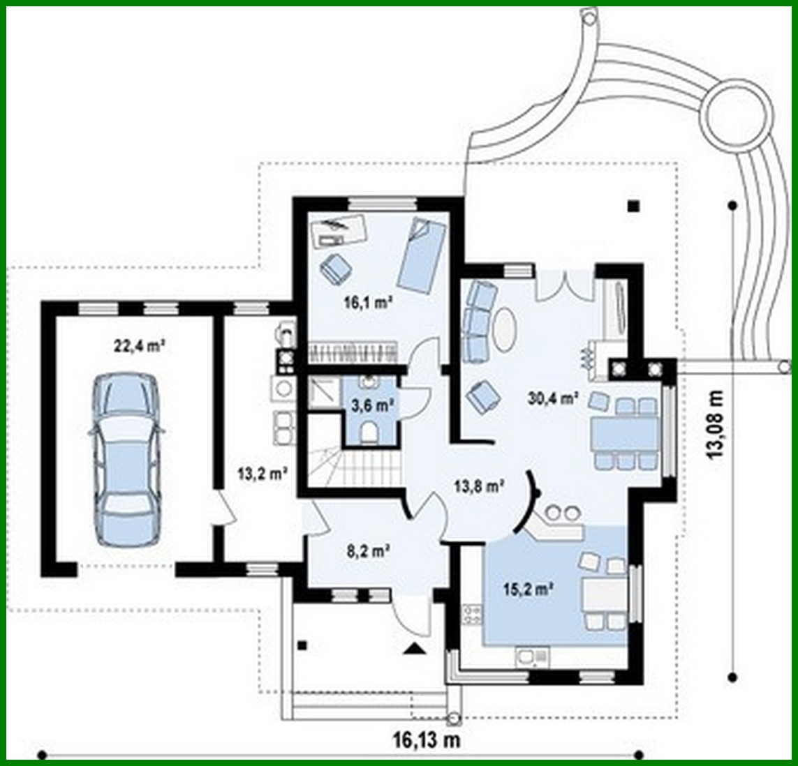 Galería de visualizaciones - Proyecto de una casa espaciosa de forma compleja