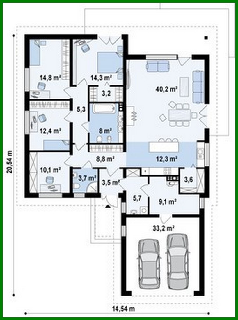 Galería de visualizaciones - Proyecto de casa de campo de una planta con garaje frontal