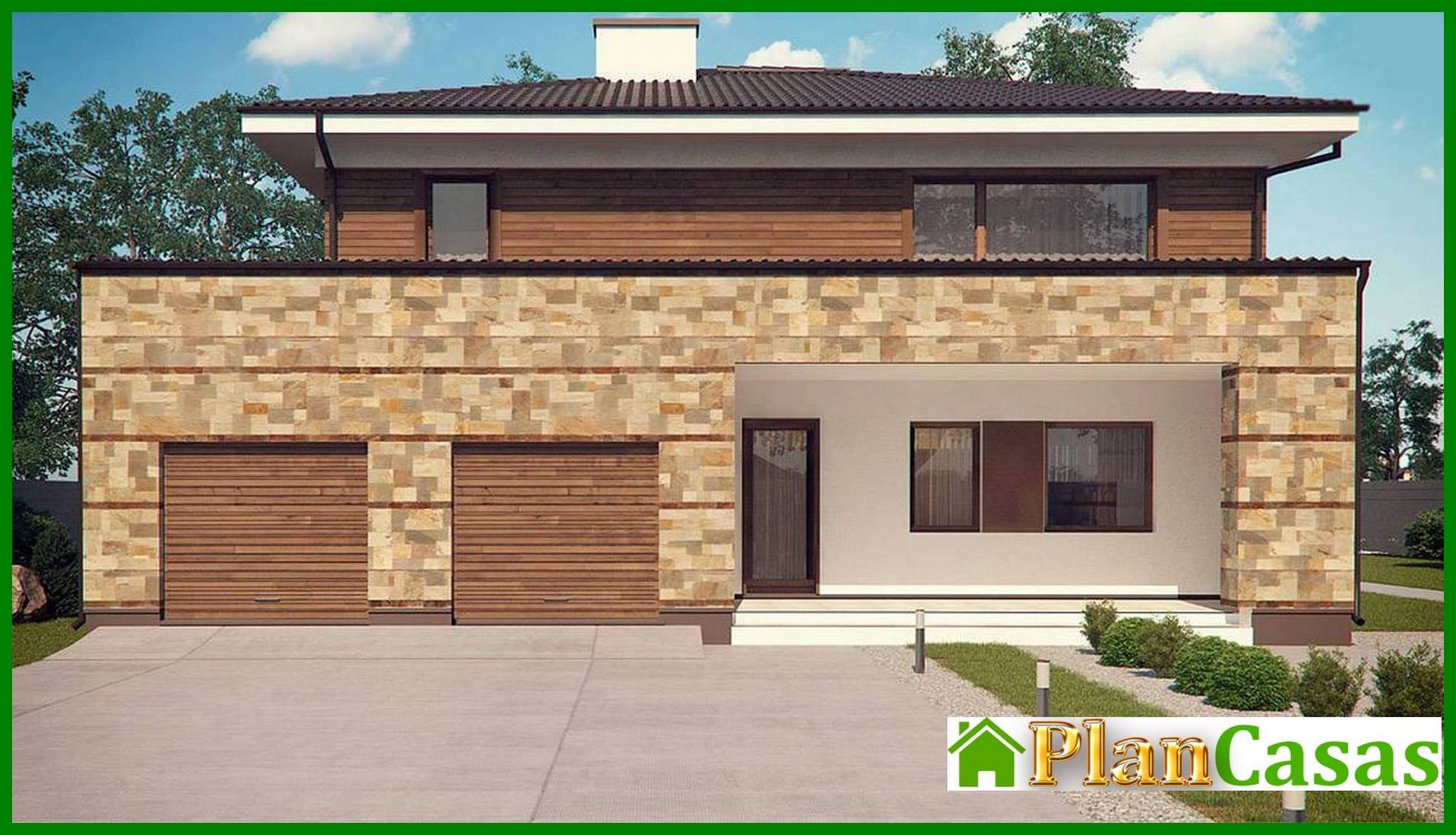 Galería de visualizaciones - Proyecto de una espaciosa casa de dos plantas con sauna