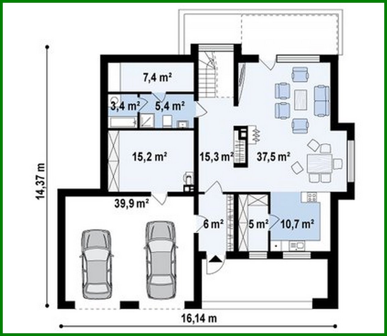 Galería de visualizaciones - Proyecto de una espaciosa casa de dos plantas con sauna