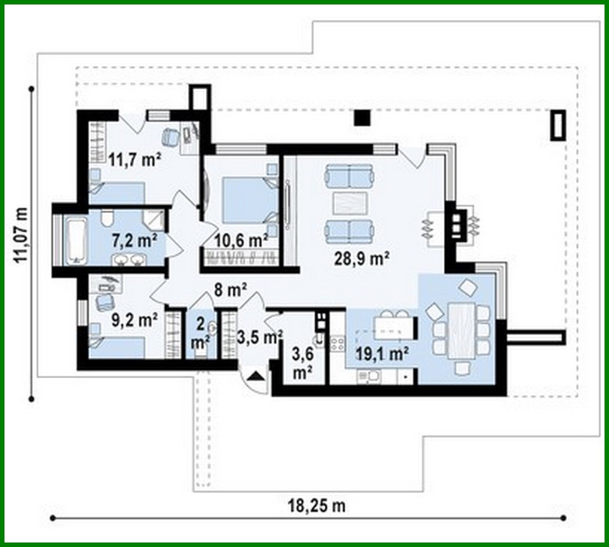 Galería de visualizaciones - Proyecto de una casa moderna y cómoda de una planta