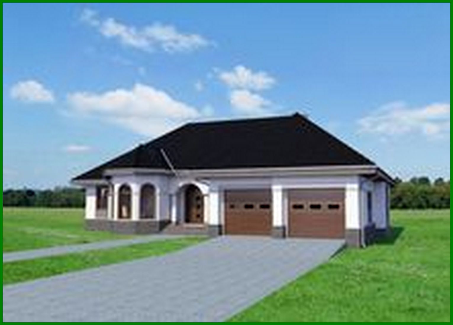 Galería de visualizaciones - Hermosa casa de una planta con una fachada interesante