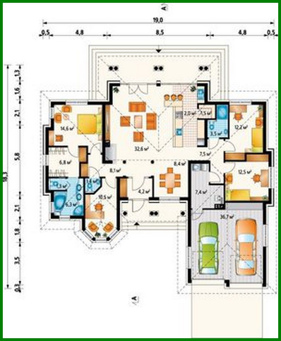 Galería de visualizaciones - Hermosa casa de una planta con una fachada interesante