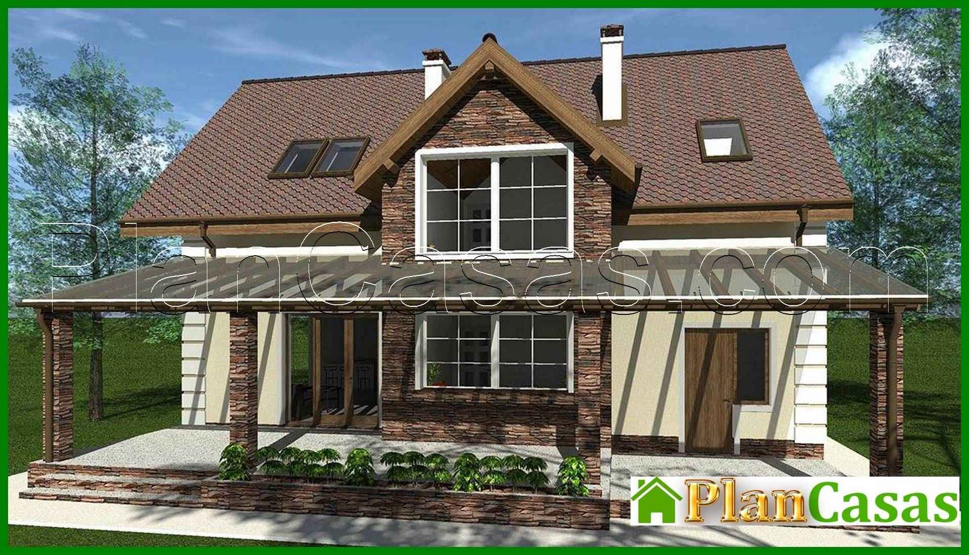 Galería de visualizaciones - Proyecto de una casa de campo chic con mirador y hermosos balcones