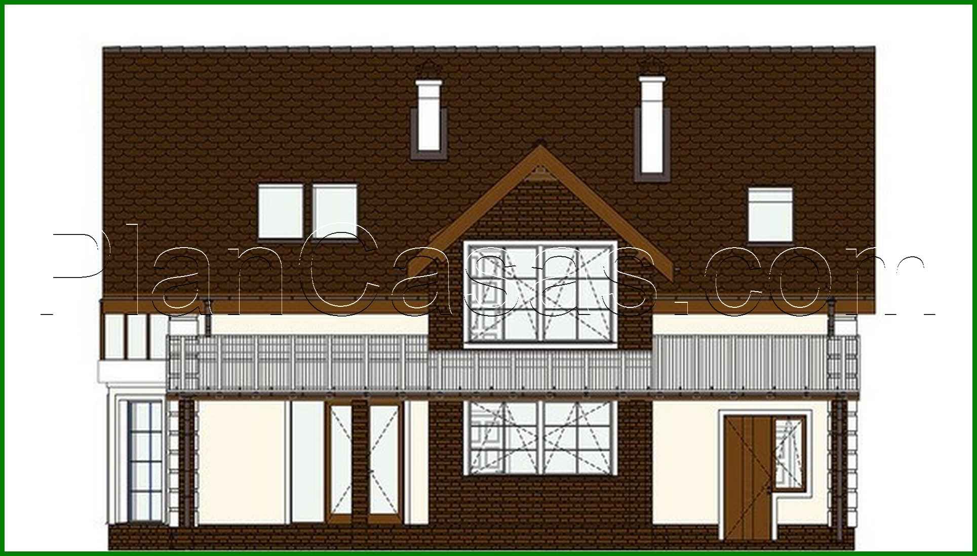 Galería de visualizaciones - Proyecto de una casa de campo chic con mirador y hermosos balcones