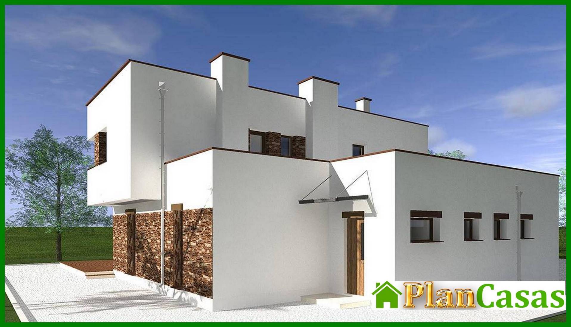 Galería de visualizaciones - Proyecto de una casa chic con tres enormes dormitorios