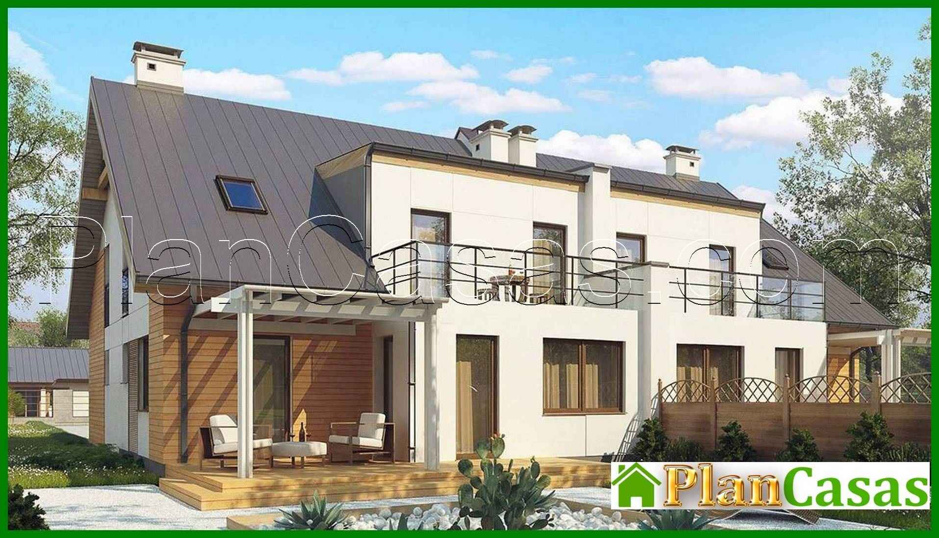 Two-family house project with separate garages and entrances