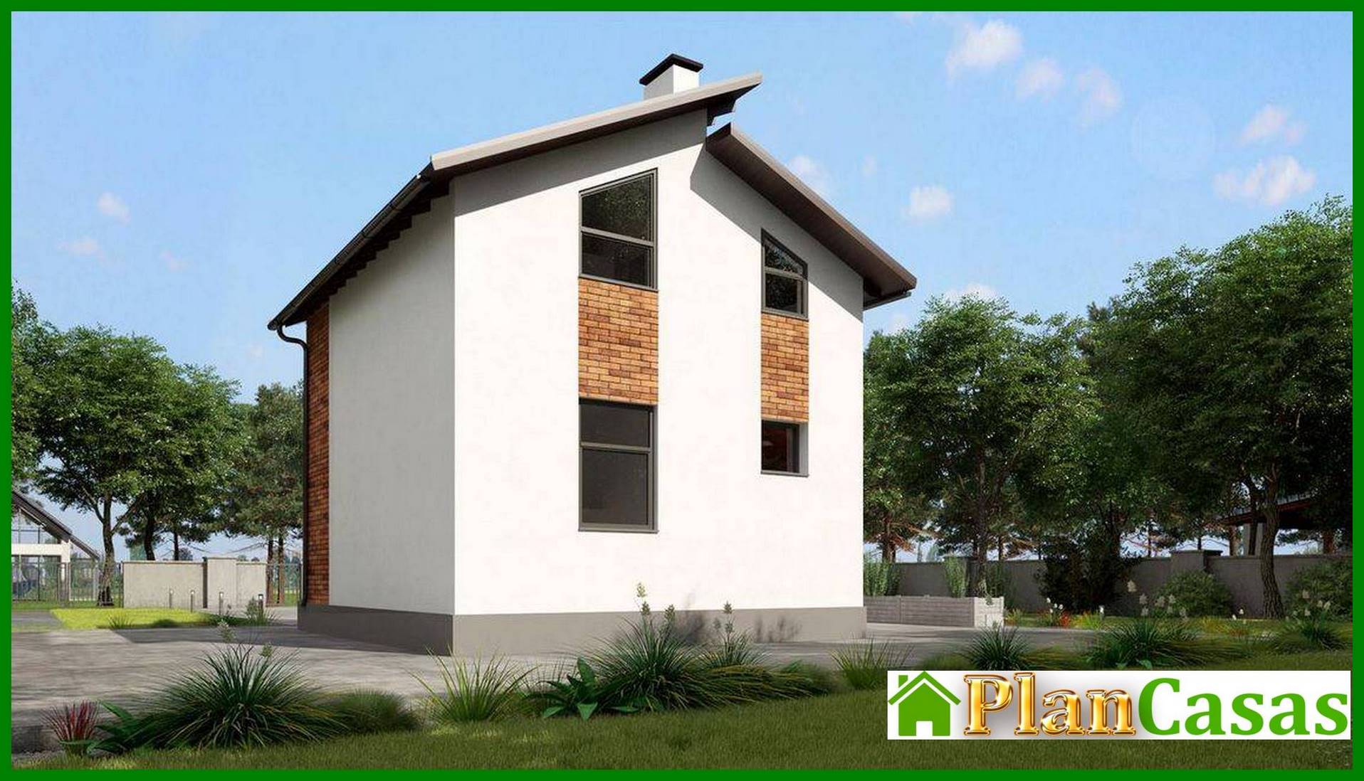 Galería de visualizaciones - Plano de una pequeña casa de campo de 60 m2