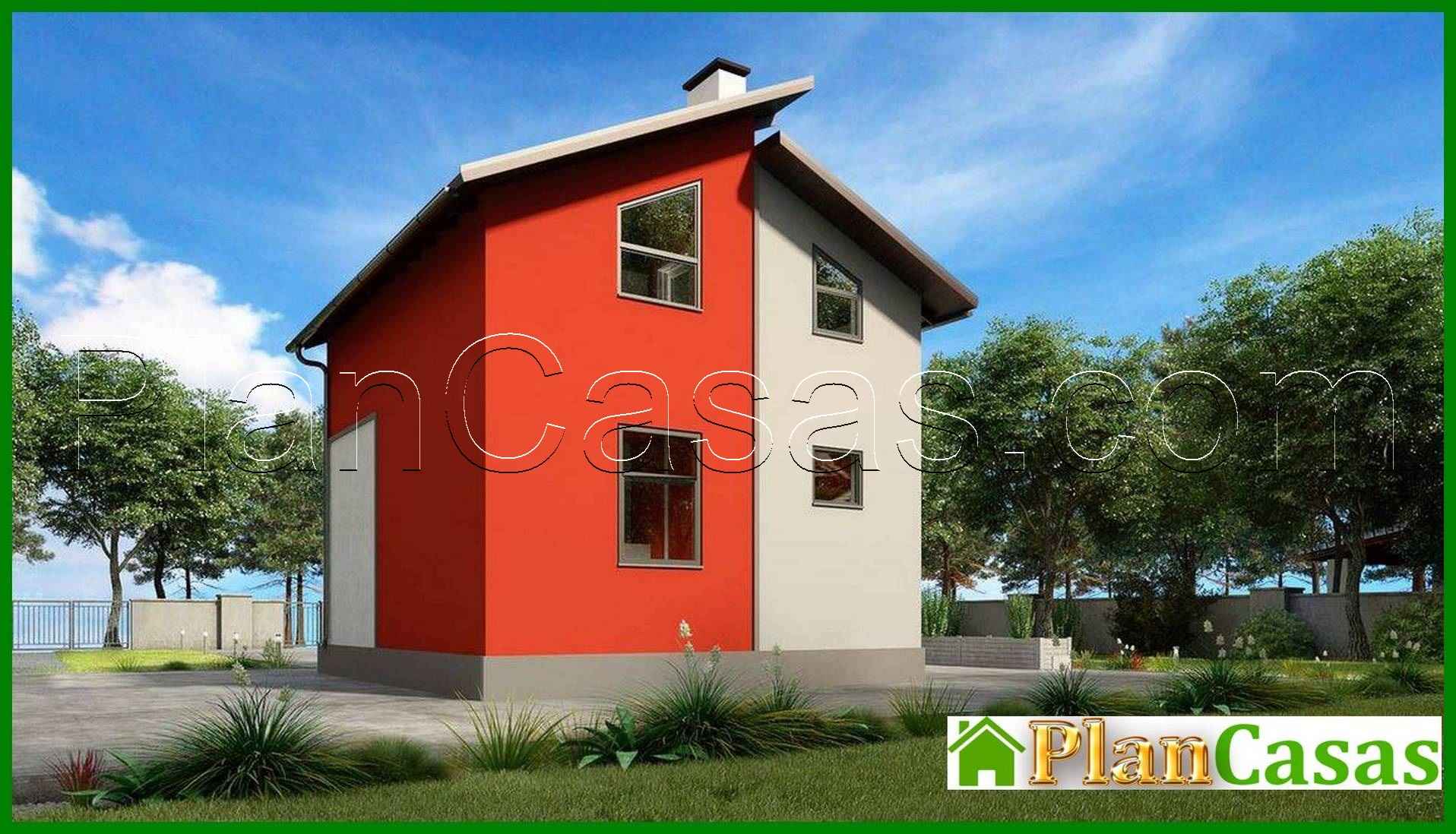 Galería de visualizaciones - Plano de una pequeña casa de campo de 60 m2