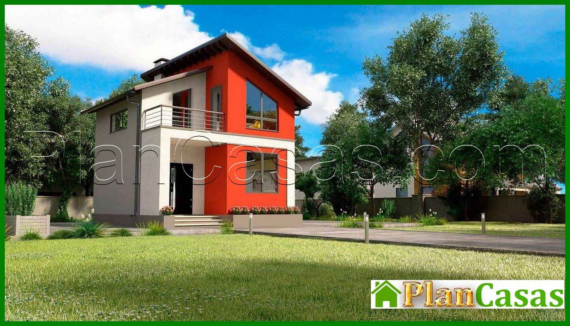 Galería de visualizaciones - Plano de una pequeña casa de campo de 60 m2