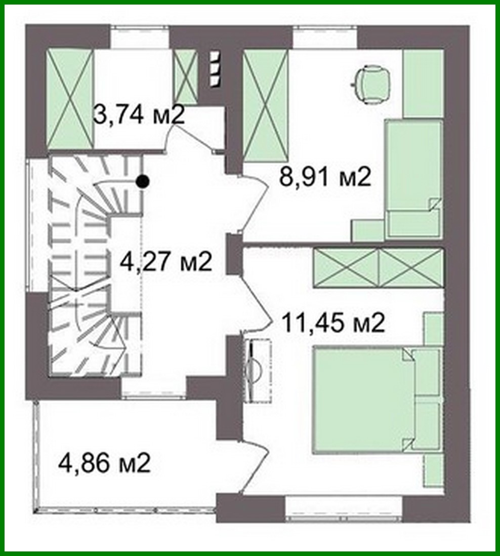 Galería de visualizaciones - Plano de una pequeña casa de campo de 60 m2