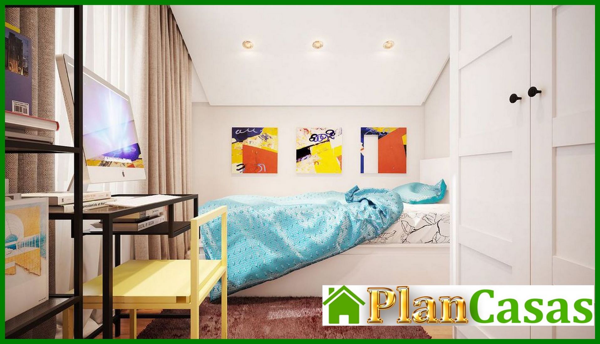 Galería de visualizaciones - Plano de una pequeña casa de campo de 60 m2