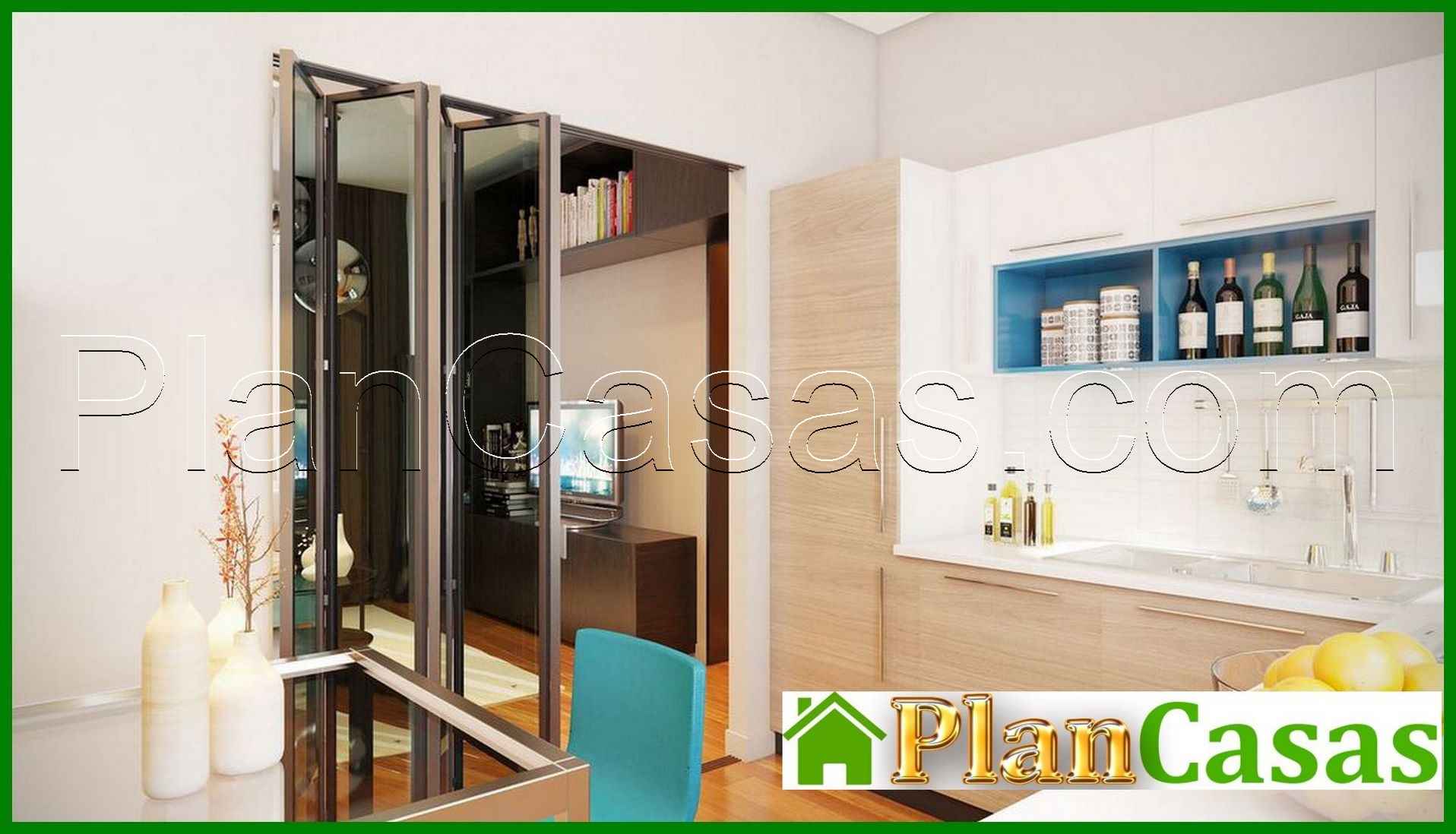 Galería de visualizaciones - Plano de una pequeña casa de campo de 60 m2