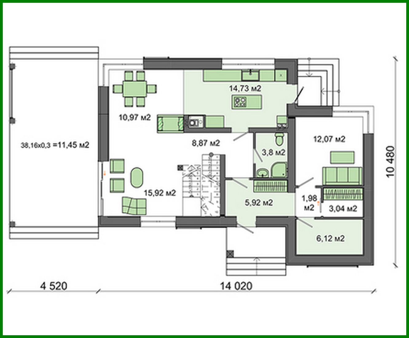 Galería de visualizaciones - Proyecto de una acogedora casa de dos plantas con amplias verandas y terrazas
