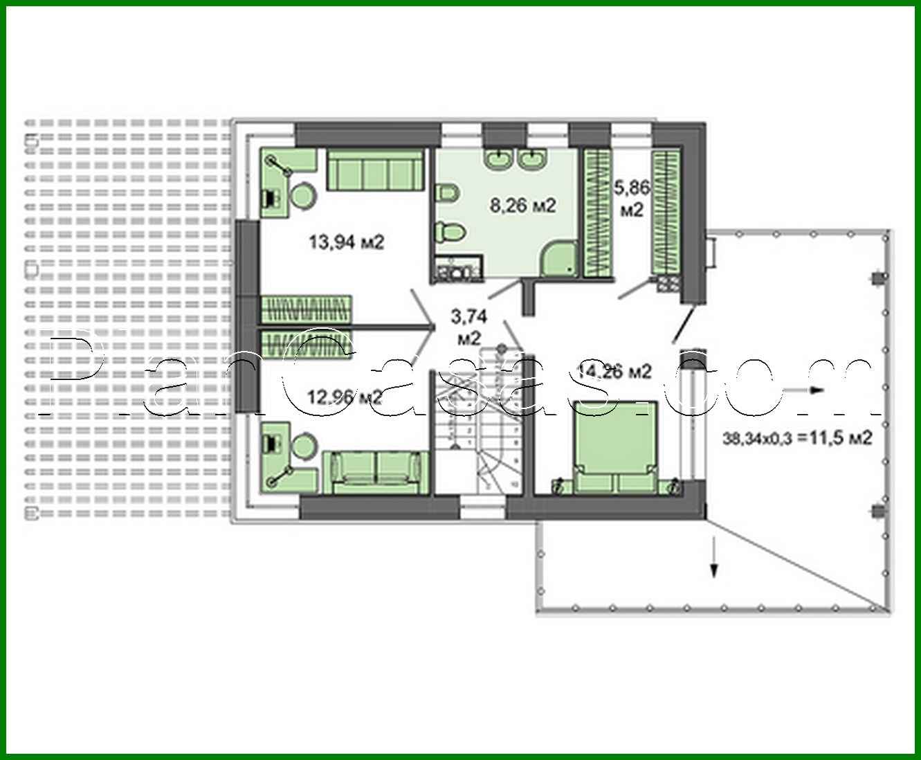 Galería de visualizaciones - Proyecto de una acogedora casa de dos plantas con amplias verandas y terrazas