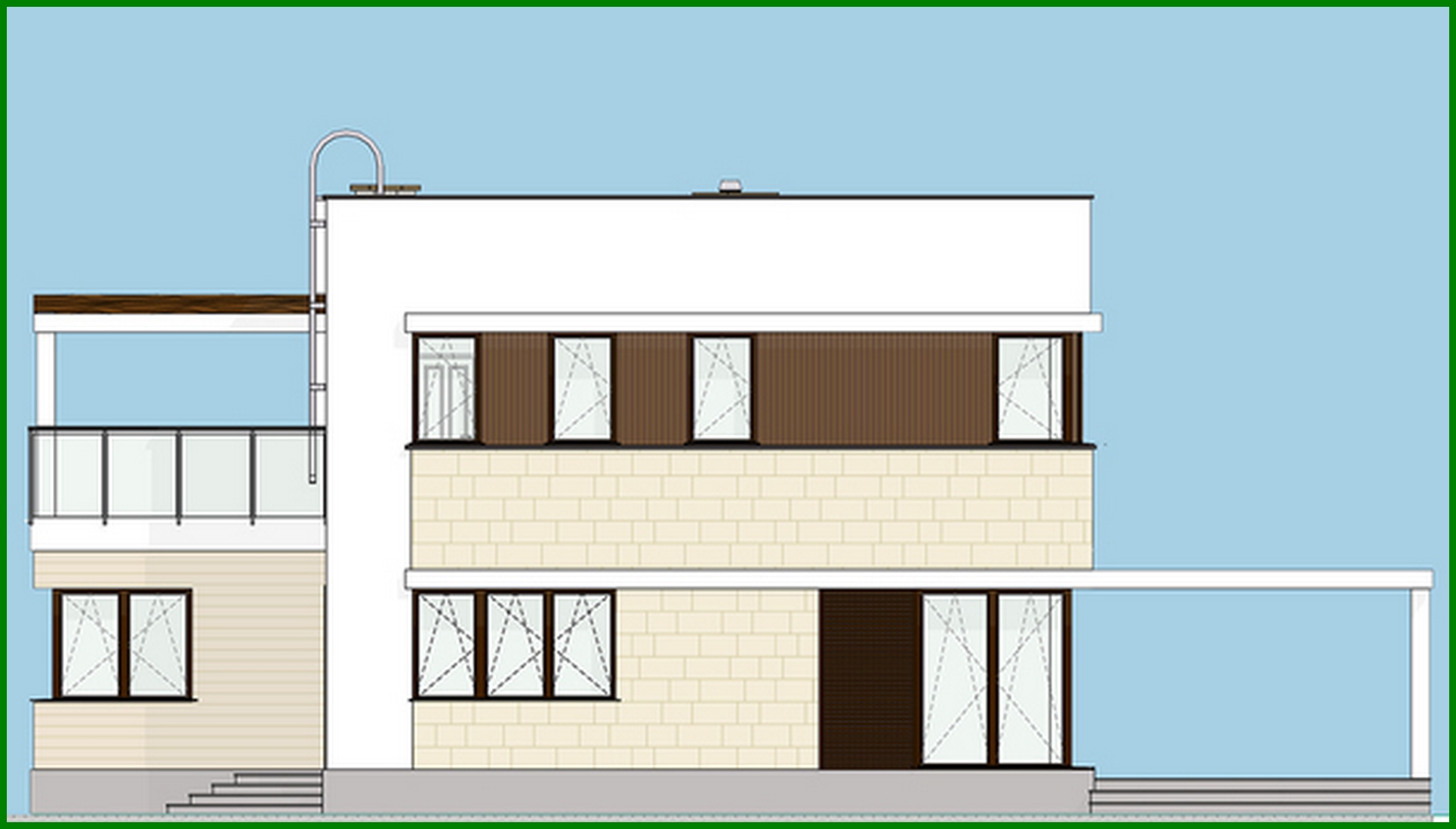 Galería de visualizaciones - Proyecto de una acogedora casa de dos plantas con amplias verandas y terrazas