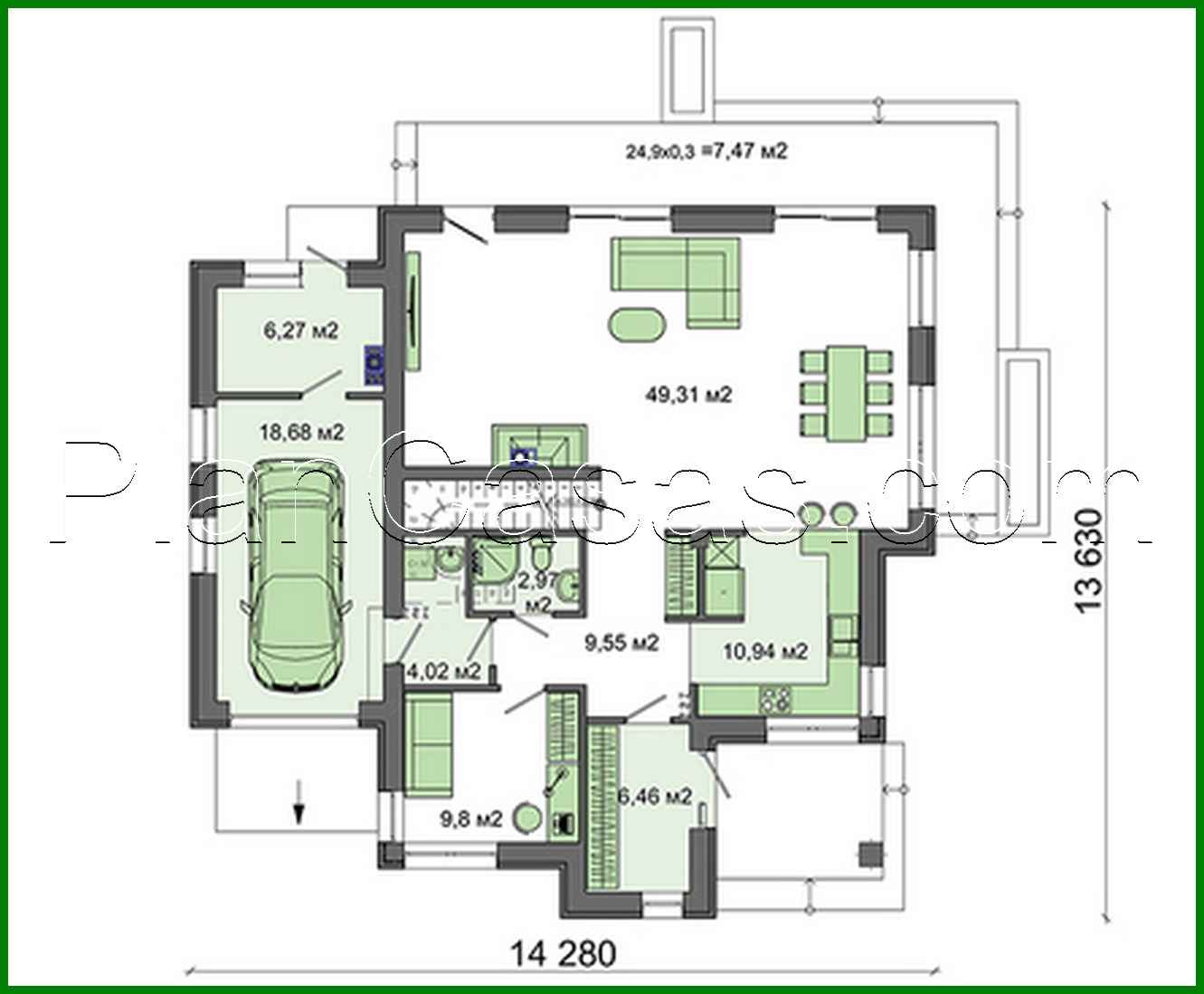 Galería de visualizaciones - Proyecto de un elegante edificio residencial de dos plantas con un hermoso balcón