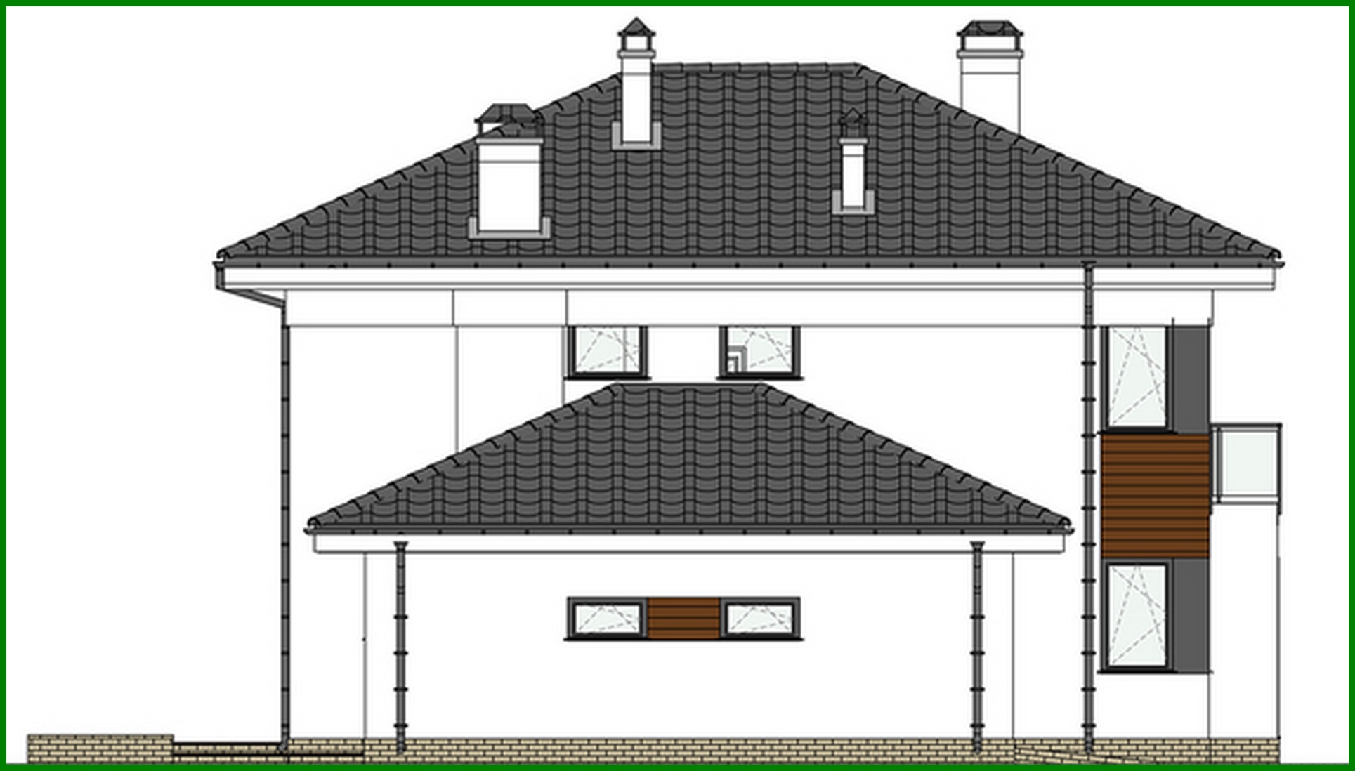 Galería de visualizaciones - Proyecto de un elegante edificio residencial de dos plantas con un hermoso balcón