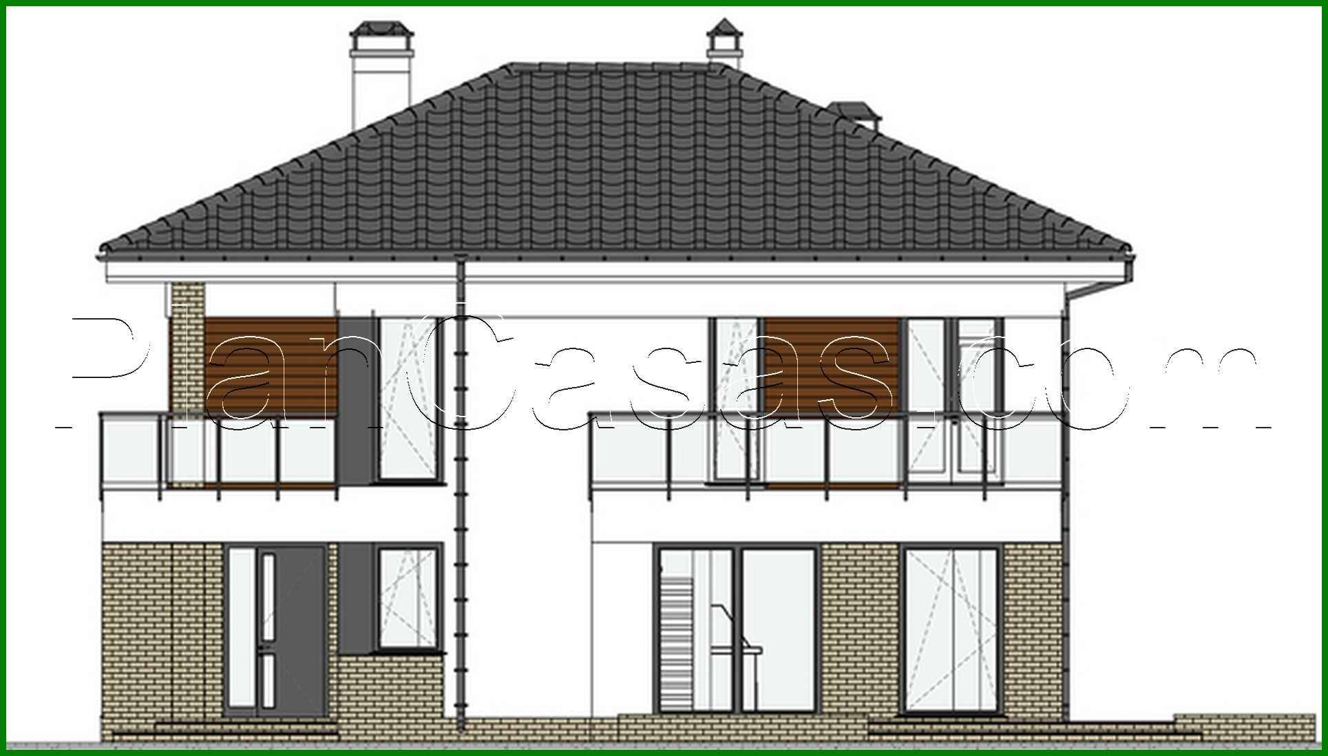 Galería de visualizaciones - Proyecto de un elegante edificio residencial de dos plantas con un hermoso balcón