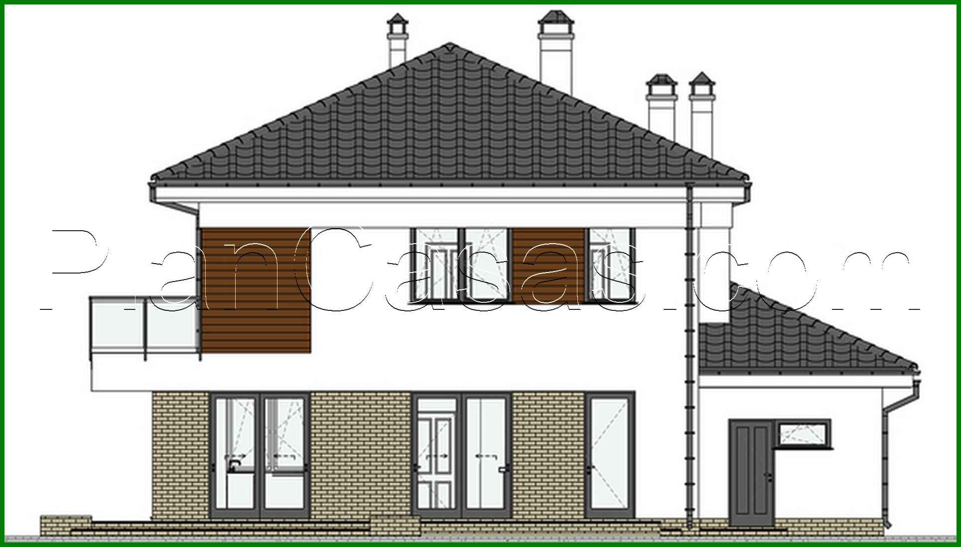 Galería de visualizaciones - Proyecto de un elegante edificio residencial de dos plantas con un hermoso balcón