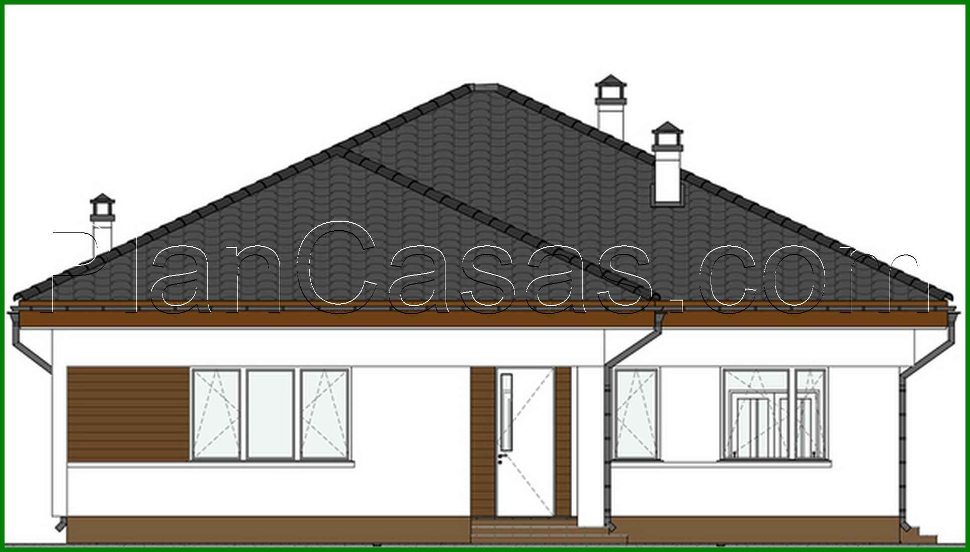 Galería de visualizaciones - Proyecto de vivienda compacta de una planta con 4 dormitorios