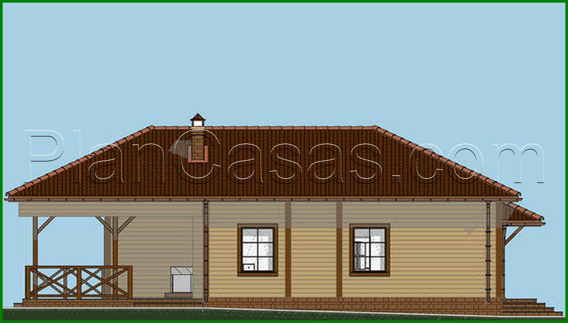 Galería de visualizaciones - Proyecto de una magnífica casa de una planta con chimenea y barbacoa