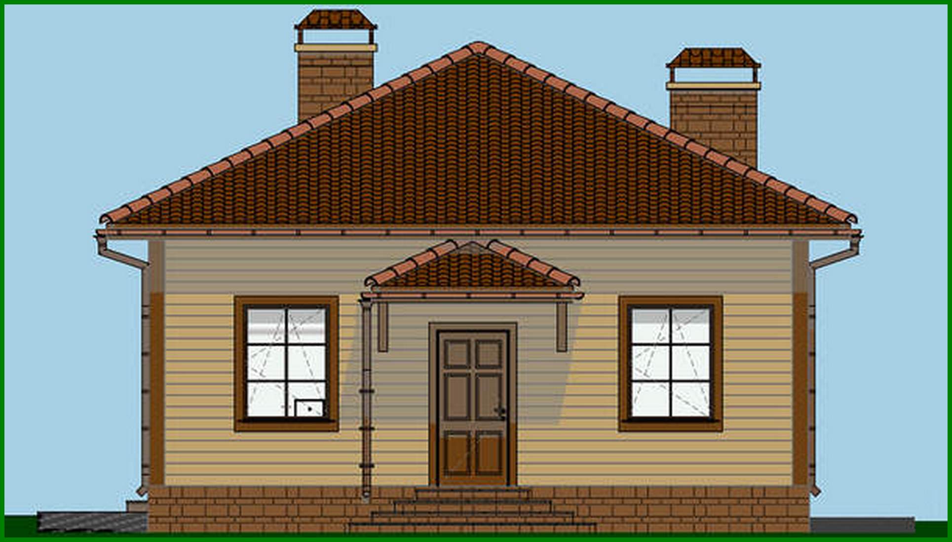 Galería de visualizaciones - Proyecto de una magnífica casa de una planta con chimenea y barbacoa