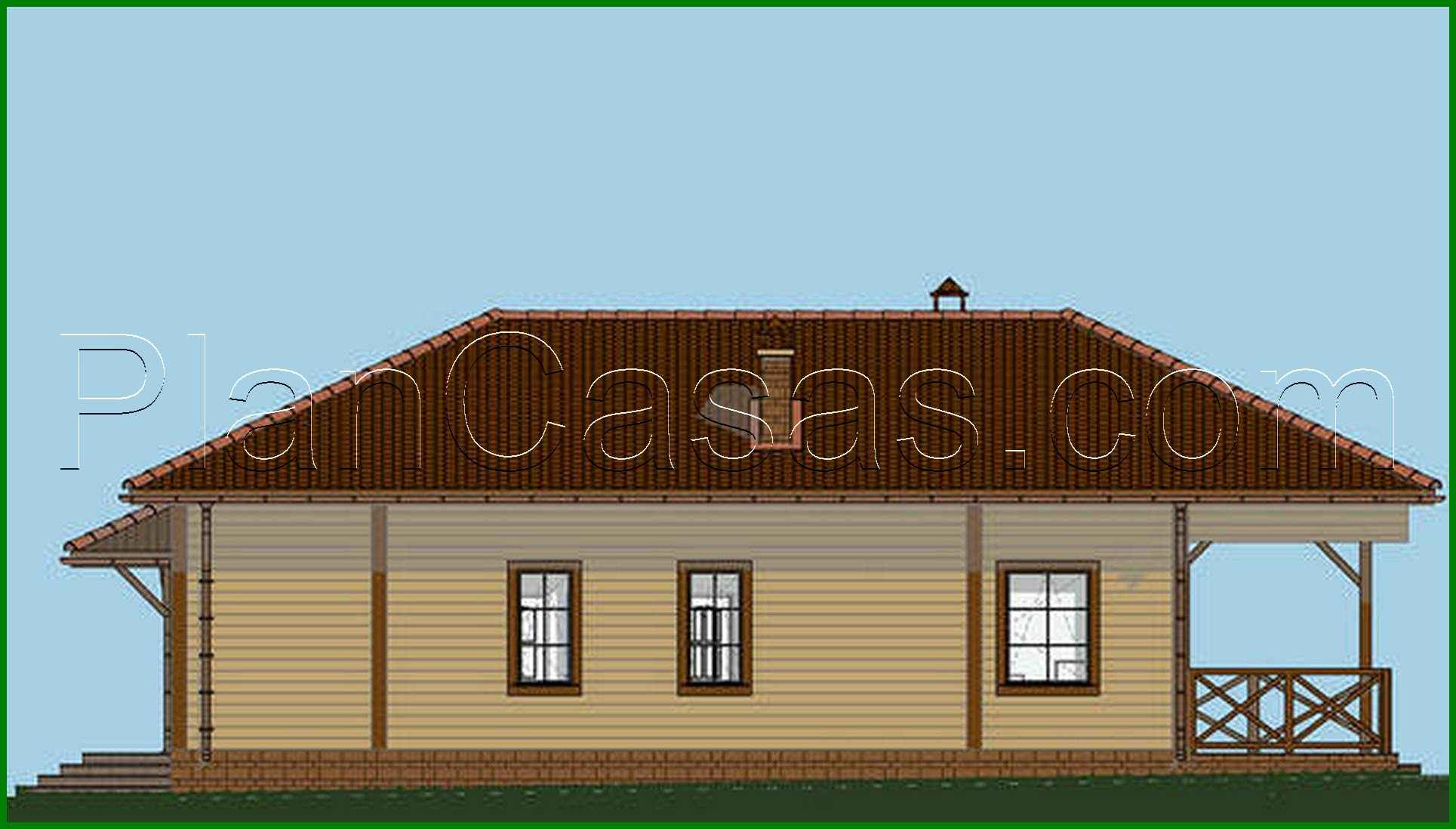 Galería de visualizaciones - Proyecto de una magnífica casa de una planta con chimenea y barbacoa