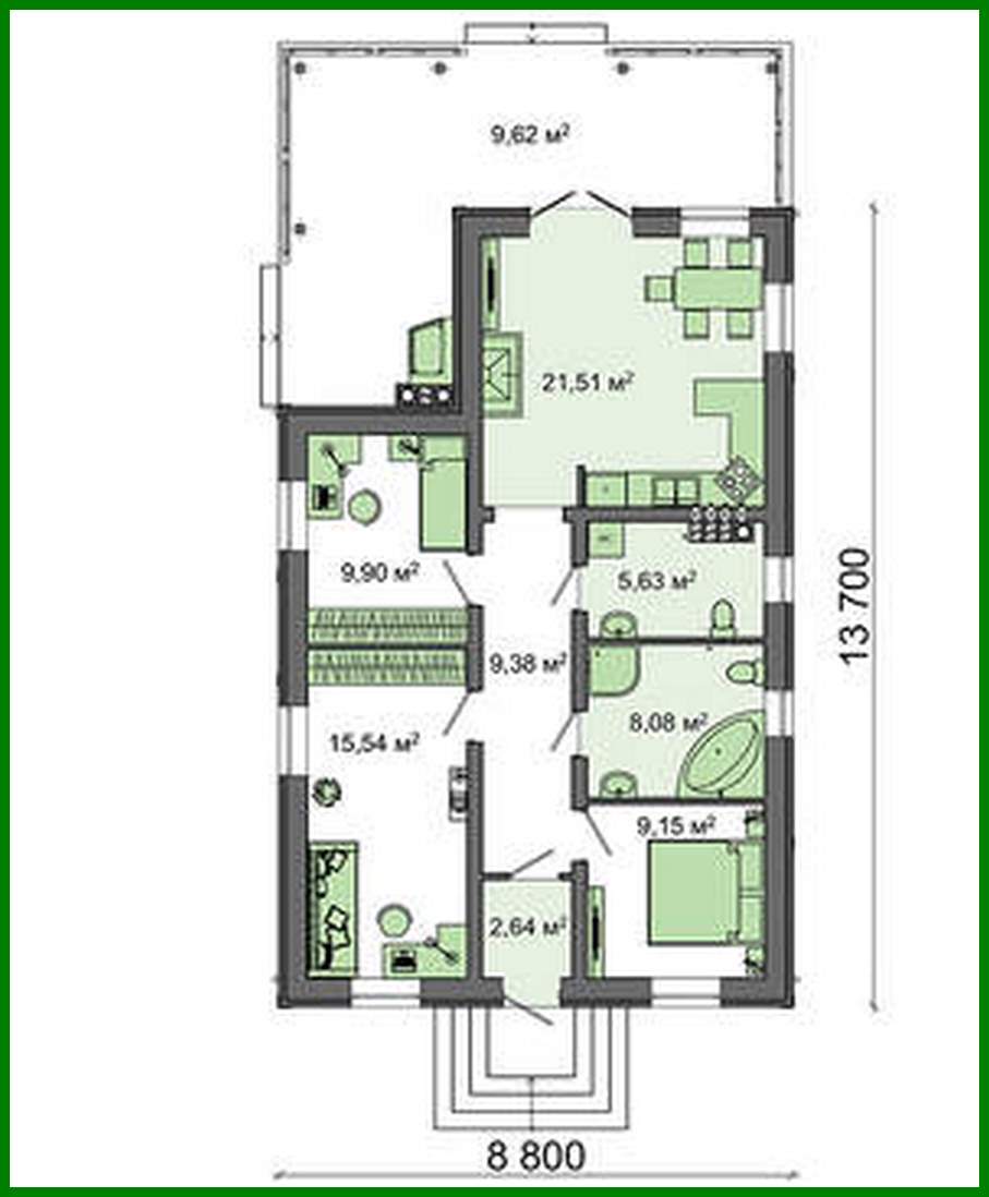 Galería de visualizaciones - Proyecto de una magnífica casa de una planta con chimenea y barbacoa