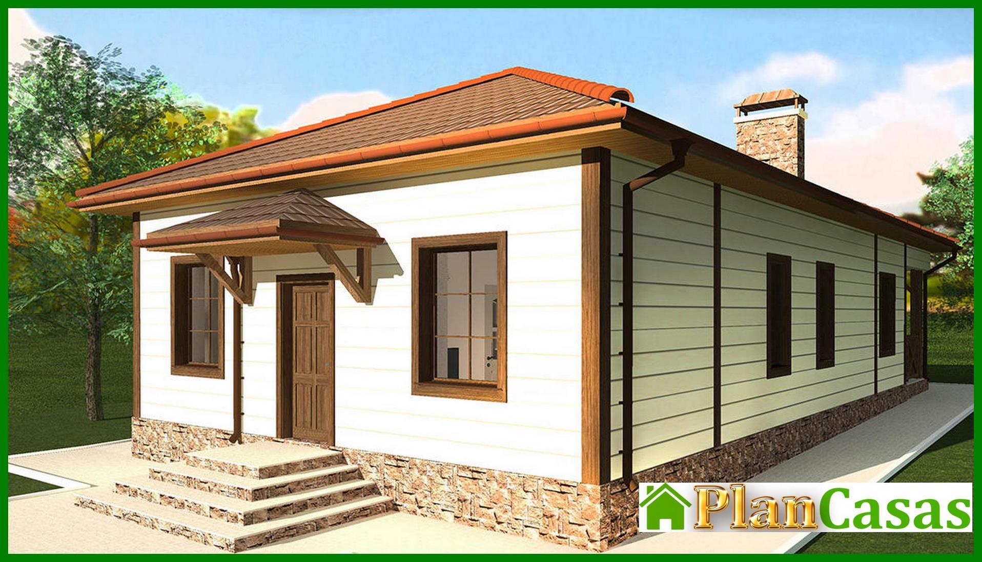 Galería de visualizaciones - Proyecto de una magnífica casa de una planta con chimenea y barbacoa